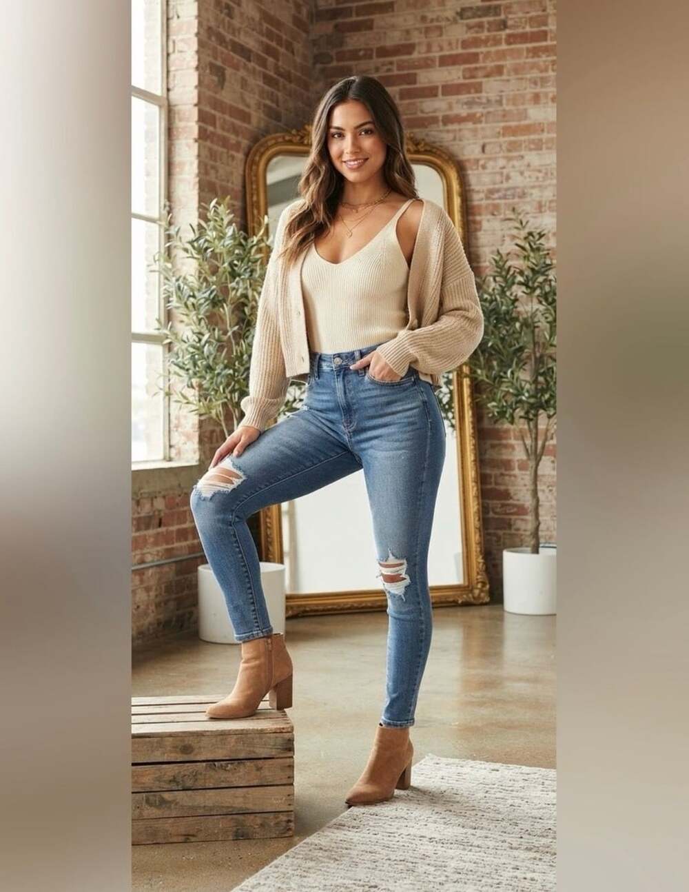 Studio Blue Destructed Skinny Jeans Blue Denim Distressed